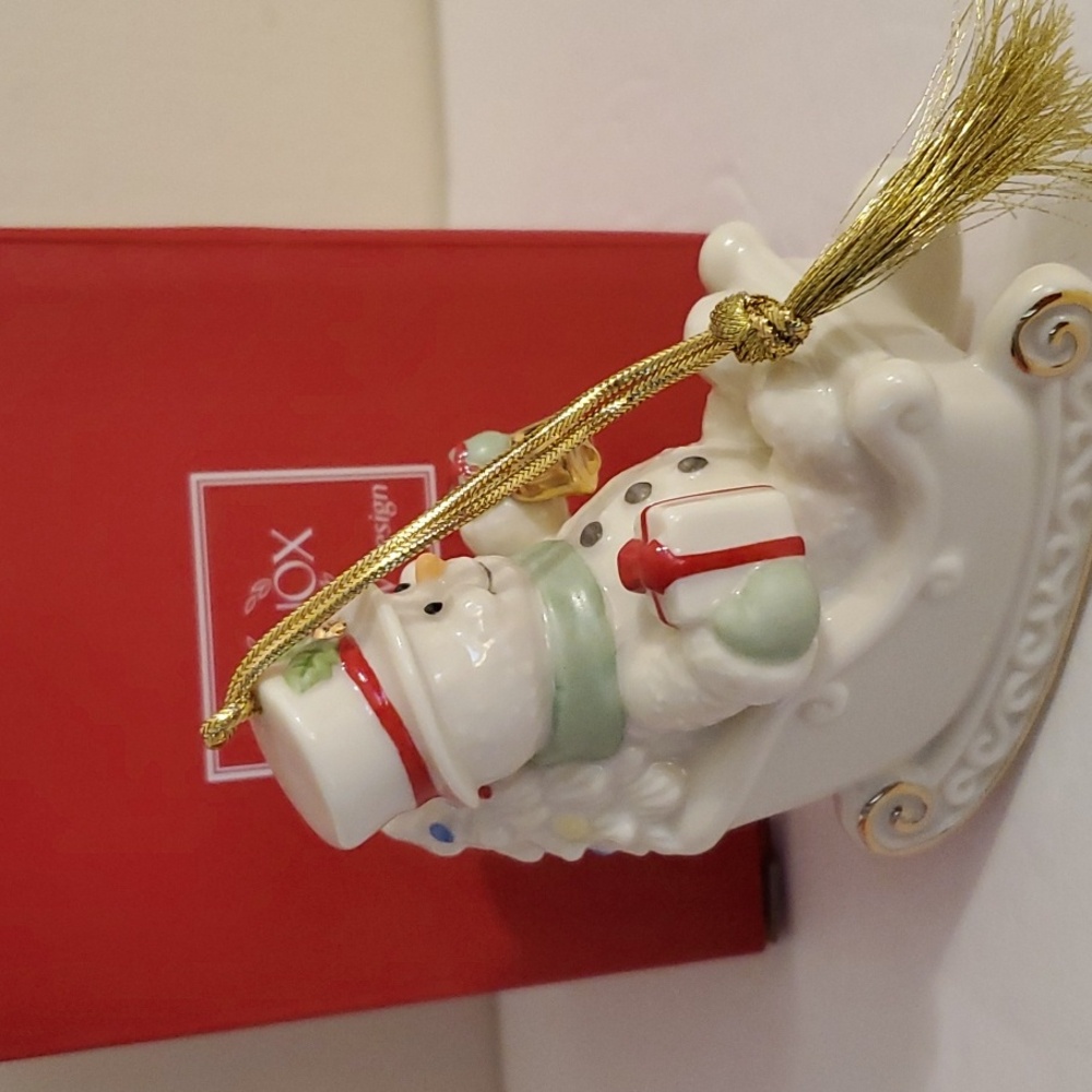 Lenox Vintage 2014 "Snowman Sleigh Ride" Ornament"